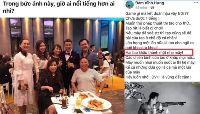 Tấm ảnh và post Facebook của Đàm Vĩnh Hưng khiến dân mạng nổi giận. (Hình VietnamNet)