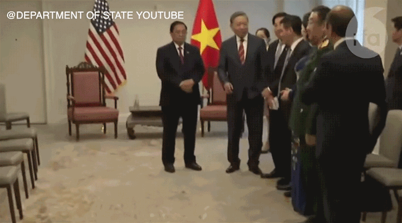 Thủ tướng Phạm Minh Chính và phái đoàn Việt Nam tại Bộ Ngoại giao Mỹ hôm 13-5-2022. Ảnh RFA