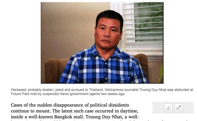 Bình luận 'Horror of the disappeared' trên tờ Bangkok Post ngày 11-2-2019 