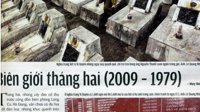 báo Sài Gòn Tiếp Thị  đăng  bài  ký sự 'Biên giới tháng Hai' của tác giả Huy Đức 2009 