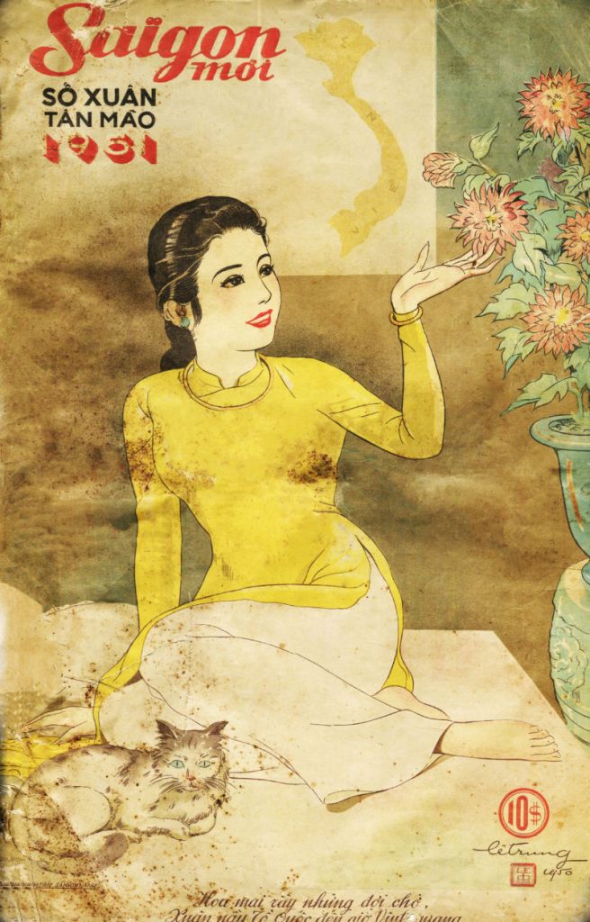 Bìa báo Sài Gòn Mới Xuân Tân Mão 1951 được họa sĩ Lê Trung vẽ. (Hình Đăng Chương)